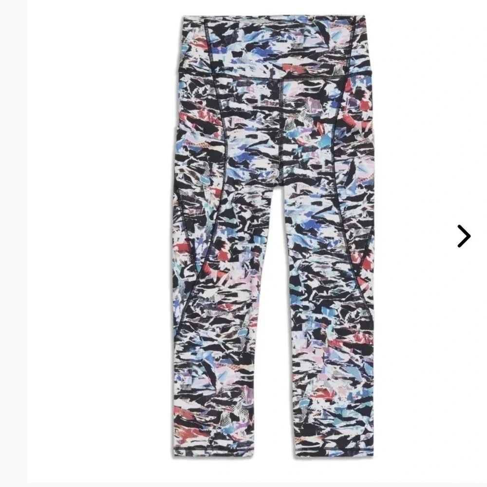 Lululemon Break Free Crop Capri Leggings Culture Clash Nulux Size 6